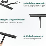 AKSA Home® Vloertrekker met Raamwisser - Douchewisser - Trekker Douche - RVS Vloerwisser - met Steel - Zwart