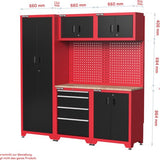 Feistos Juno 14 Gereedschapswand Hoog - 46x264x198 cm - Zwart/Rood