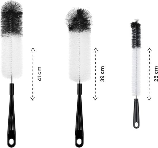 Flessenborstel Set 5-delig – Flessenreiniger voor Babyfles, Thermosfles, Waterfles en Karaffen – Lange Flessenborstels – Met Ophangoog