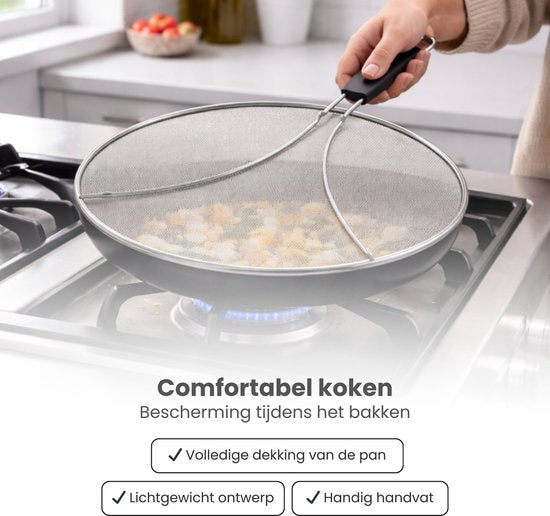 Anti Spatdeksel - Diameter - Vaatwasserbestendig - Past op de meeste pannen