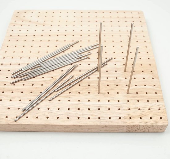 Haakbord - Hout - Complete set met 5 Naalden en 20 Pinnen - Blokkeerbord