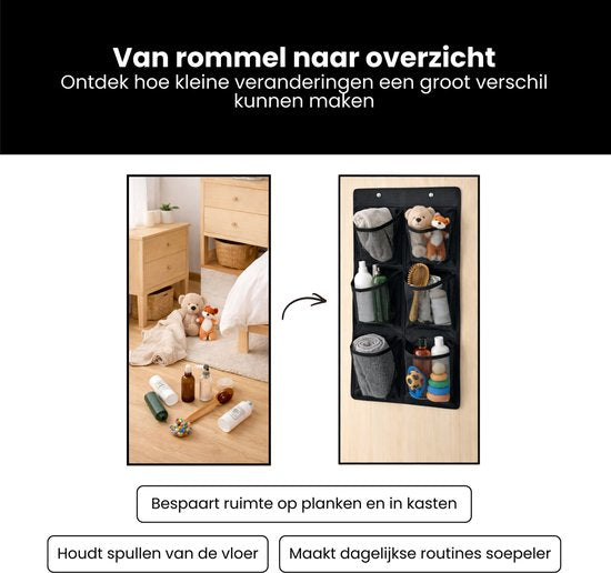 Schoenenkast Hangend - Schoenenzak 6 vakken - Opbergen van Schoenen aan Deur - Schoenenzak Zwart - Oplossing voor rondslingerende schoenen - Hoogwaardige Schoenenkast
