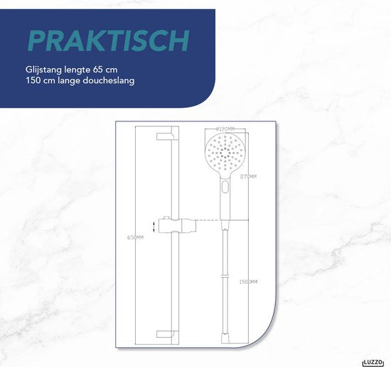 Luzzo® Flower Design Doucheset Glijstang-set - Zwart