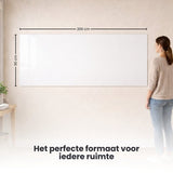 FLOKOO Whiteboard Sticker XL Zelfklevend (200 x 45 cm) met 4 Stiften met Wisser - Whiteboard Folie - Beschrijfbare Muursticker - Whiteboardsticker - Whiteboardfolie - Schoolbord Folie - Memobord Folie