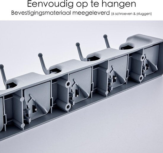 Bezemopbergsysteem - Bezemhouder Voor 5 Bezems- Ophangsysteem Bezem - Ophangsysteem Tuingereedschap - Grijs