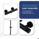 Luzzo® Square Black Doucheset Thermostaatkraan met Glijstang - Zwart