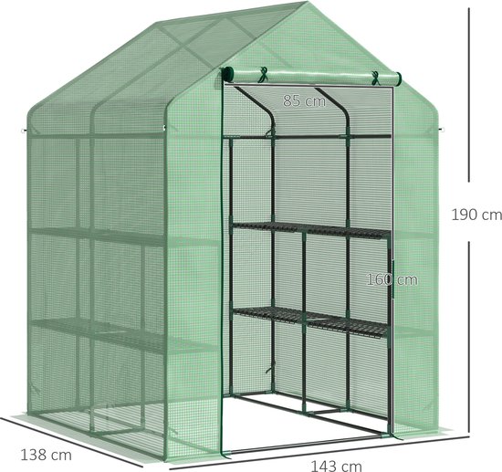 Foliekas Loopkas met 8 Planken bijv. voor Tomaten