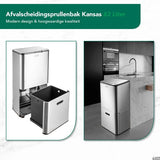 Luzzo Kansas Push Afvalscheidingsprullenbak 63 liter 3 bakken