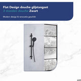 Luzzo® Flat Design douche glijstangset - 3 standen douche -Zwart