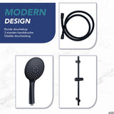 Luzzo® Flat Design douche glijstangset - 3 standen douche -Zwart