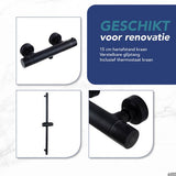 Luzzo® Flower Black Doucheset Thermostaatkraan met Glijstang - Zwart