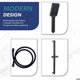 Luzzo® Square Black Doucheset Thermostaatkraan met Glijstang - Zwart