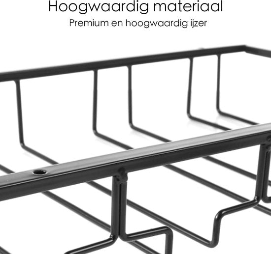 Wijnglazenhouder - 2 Stuks - Zwart - 12 Glazen - 40 cm x 22,5 cm x 6 cm - Wijnglazenrek - Wijnglazenhouder Ophangrek - Glasophangrek - Glazenrek - Wijnglazen houder - Wijnrek