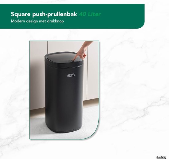 Luzzo® Square Touch Prullenbak 40 liter