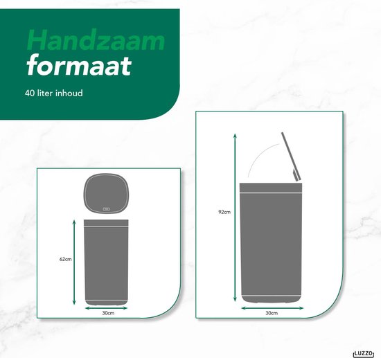 Luzzo® Square Touch Prullenbak 40 liter
