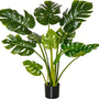 Kunstplant Monstera 110cm - 11 Bladeren en zwarte Pot