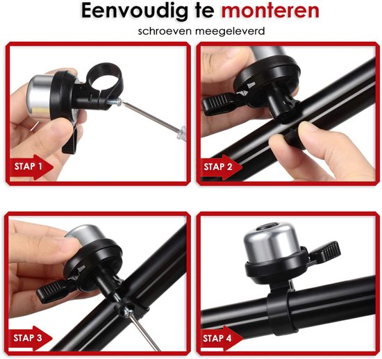 Fietsbel Universeel - 23 mm - Voor Stadsfiets, Mountainbike & Kinderfiets - Hard Geluid - Eenvoudige Montage