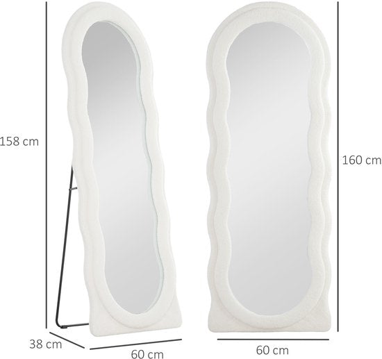 Passpiegel Golfdesign 160 x 60 cm Breukvast Glas - Wit