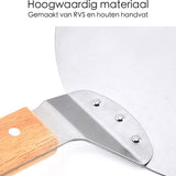 Pizzaschep - Pizzaschep RVS Rond voor BBQ of Oven - Houten Handvat 30cm Pizzaschep - Pizzaspatel - Taartschep -Spatel - Cadeau voor Pizzaliefhebber -