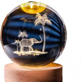 DMG Supply 3D Kristallen Bol Lamp - USB Oplaadbaar - LED Lamp - Nachtlamp - Tafellamp - Bureaulamp