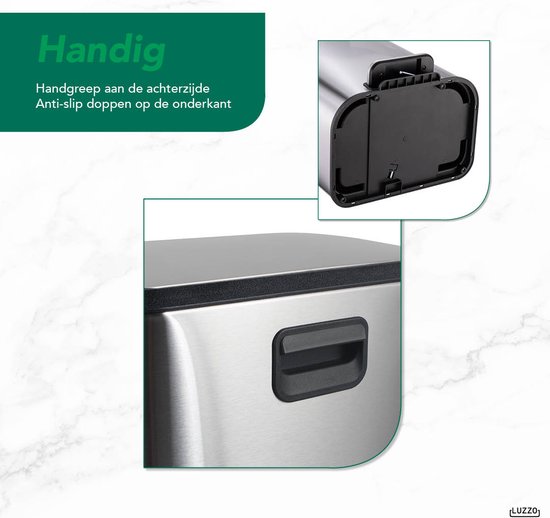 Luzzo® Nevada Pedaalemmer 30 liter - Prullenbak Mat RVS