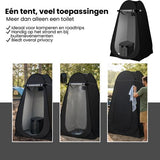 Pop-up Douchetent & Toilet Tent – Camping Douchetent met Opvouwbaar Toilet – Privacy Tent Camping, Festival & Strand – Inclusief Draagtas, Grondpinnen en Scheerlijnen – 190 cm Hoog – Zwart