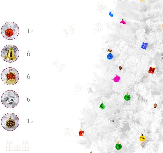 Witte Kunstkerstboom Kant-en-Klaar met decoratie - Wit