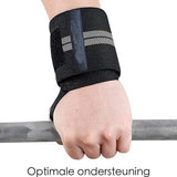 Fitness - Crossfit Polsband - 2 Stuks - Polsbandage Wrist Support Wraps - Pols Bandage Band - Bodybuilding Support - Gewichthef Straps - Krachttraining Lifting Workout Straps - Set Van 2 Stuks - Zwart-Grijs