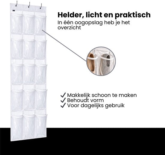 Deur Schoenen Organizer – 15 Vakken – Hangende Schoenenopberger – Transparant – Schoenenrek voor Deur – Opberg Organizer voor Schoenen, Accessoires & Kleding
