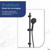 Luzzo® Flat Design douche glijstangset - 3 standen douche -Zwart
