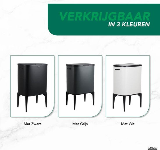 Luzzo® New York Push Afvalscheidingsprullenbak 18 ltr 2 bakken