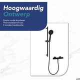 Luzzo® Flower Black Doucheset Thermostaatkraan met Glijstang - Zwart