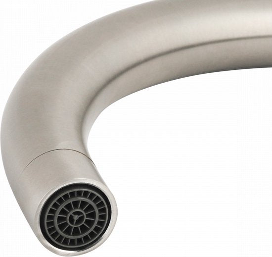 Luzzo® Iseo Mengkraan Wastafel – Brushed zilver – Moderne Badkamerkraan