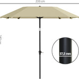 Parasol 233cm Vierkant Kantelbaar - Aluminium buis, Glasvezel
