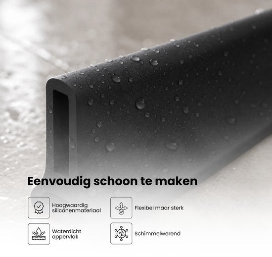 Waterkering - Siliconen - 1 Meter - Zelfklevende Kitrand - Waterdrempel - Douche dorpel