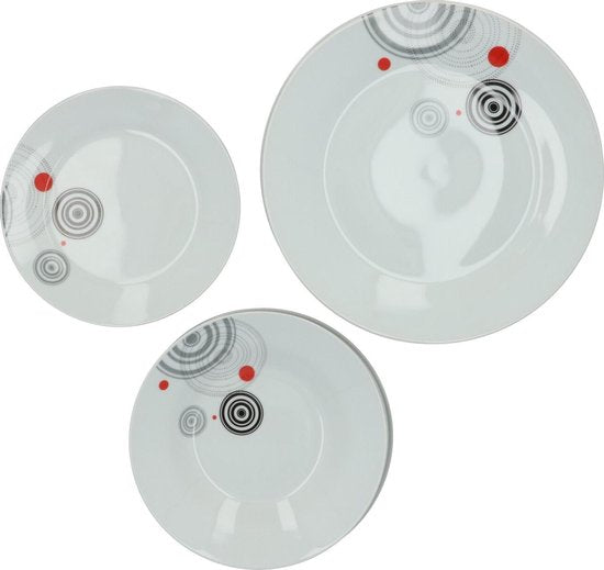 Secret de Gourmet Serviesset Cirkels - 6 persoons Servies Porselein 18-delig