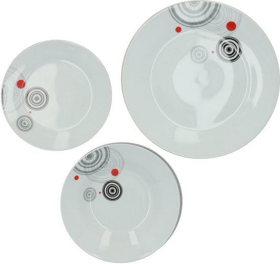 Secret de Gourmet Serviesset Cirkels - 6 persoons Servies Porselein 18-delig