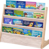 Kinderboekenkast - Bruin - Hout met Linnen - Kinderboekenrek - Boekenrek Kinderkamer