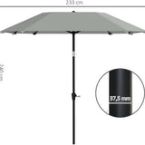 Parasol 233cm Vierkant Kantelbaar - Aluminium buis, Glasvezel