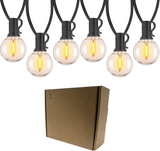 Prikkabel Buiten 15,3 Meter – 25 LED Lampen – Koppelbare Lichtsnoer Buiten – Waterdichte Tuinverlichting – Warm Wit – Sfeerverlichting voor Tuin, Balkon, Terras & Overkapping