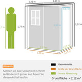 4goodz Aluminium Aanbouw Tuinschuur - 122x149x192/177 cm - Grijs/Wit