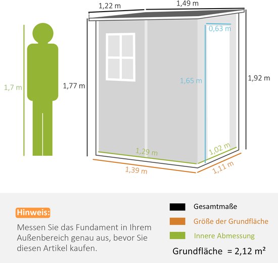 4goodz Aluminium Aanbouw Tuinschuur - 122x149x192/177 cm - Grijs/Wit