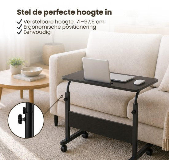 Laptoptafel op Wielen - In Hoogte Verstelbaar