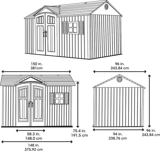 Lifetime - LG60223 - Tuinhuis - Tuinschuur - 239 x 244 x 381 cm