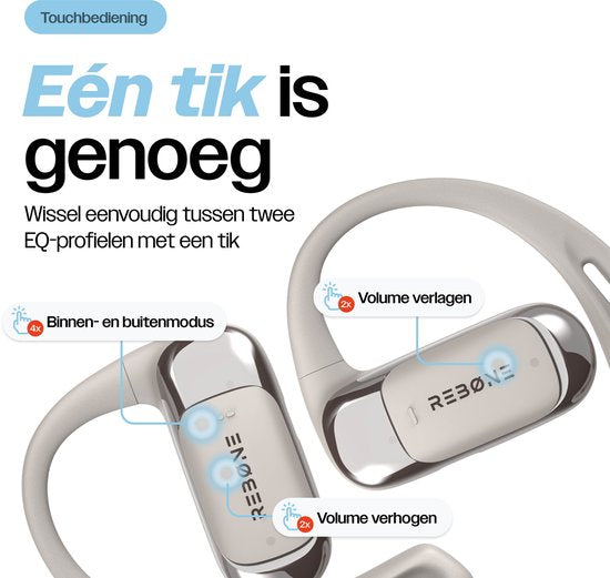 REBØNE® Sport Oortjes - Oordopjes Draadloos - Open ear - Draadloze - Bluetooth Koptelefoon
