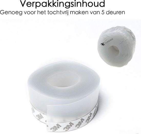 Tochtstrips voor Deuren en Raam Zelfklevend - 5 Meter x 2,5 cm - Transparant – Tochtstrip voor Deur - Tochtband - Sealing Strip – Tocht Strip – Tochtstopper