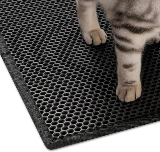 Kattenbakmat - 40 x 50 cm - Waterdicht - Dubbele laag - Honingraatstructuur - Uitloopmat - Placemat Kat - Schoonloopmat Kattenbak - Kattenbak Accessoires - Katten Grit Opvanger - Katten Mat
