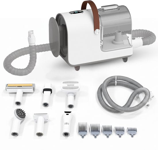 Carewat 6-in-1 Huisdier Stofzuiger en Trimmer Set – Professionele Hondentondeuse met Stofzuiger – Trimset Hond en Kat – Stil, Krachtig en Hygiënisch
