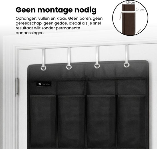 Schoenenzak voor aan de deur - 24 vakken – Schoenen organizer - Hangende schoenen organizer - Schoenen Opbergsysteem - Ruimtebesparend - Zwart