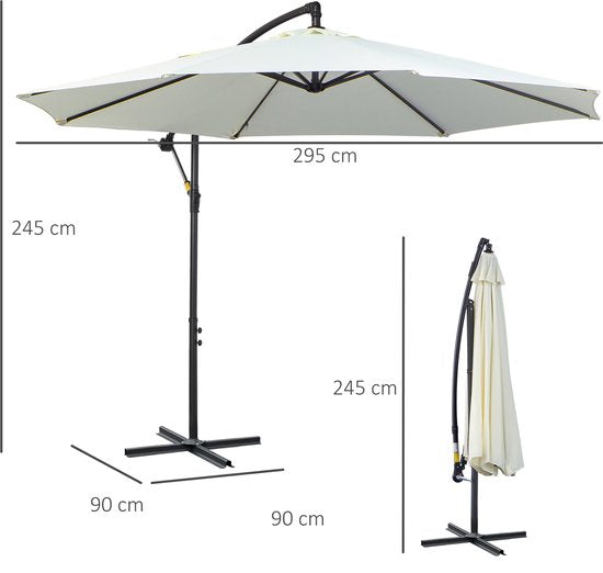 Zweefparasol 300 cm Rond - Creme